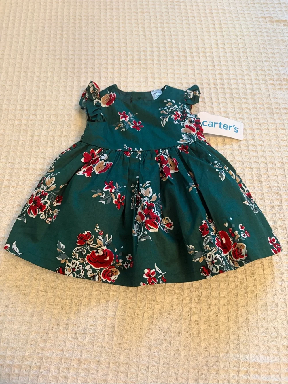 Carter's Girl’s Teal Floral Dress With Solid Matching Bottoms Size 3 Month NWT
